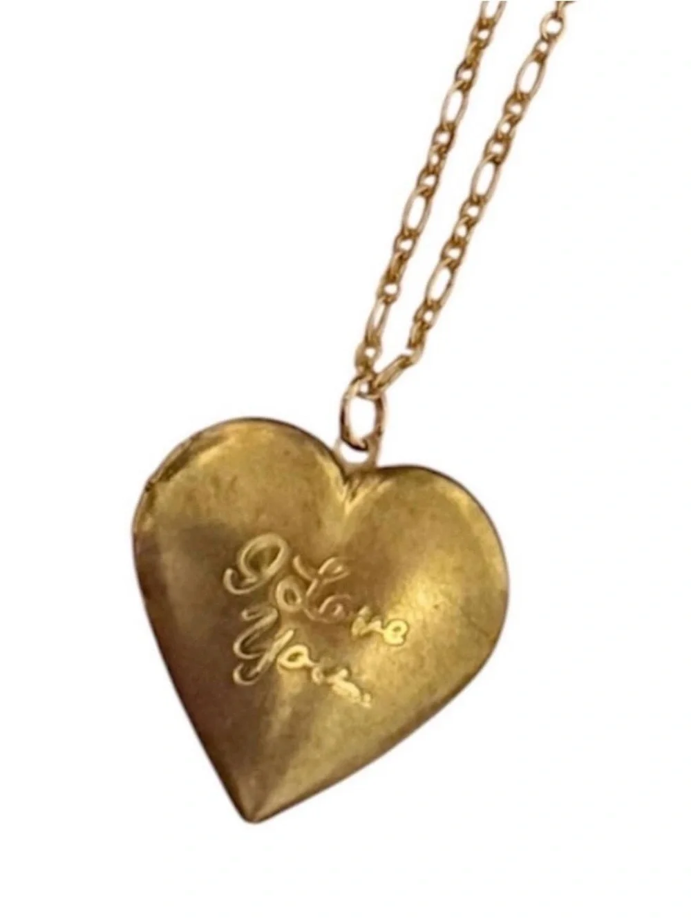 Vintage‎ Oversized I Love You Heart Locket Pendant Necklace, Functional Locket